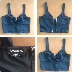 NWOT: Bebe Crop Top with Full Length Back Zipper